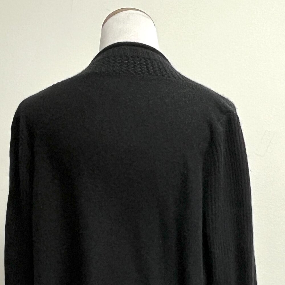 Aqua Black cashmere drape cardigan sweater jacket S crochet accents oversized - Picture 5 of 7